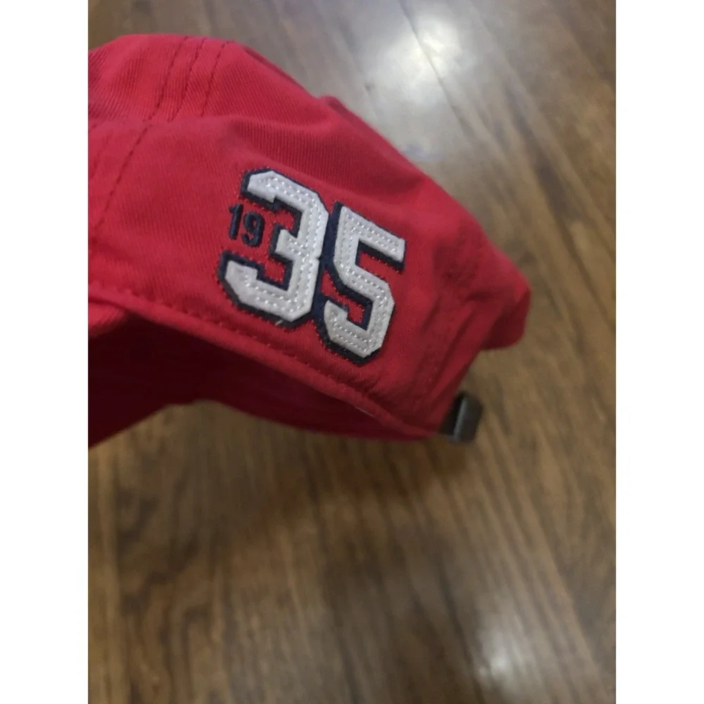 Titleist Golf Hat Mens Red Embroidered Script Logo 1935 Leather Strapback Cap